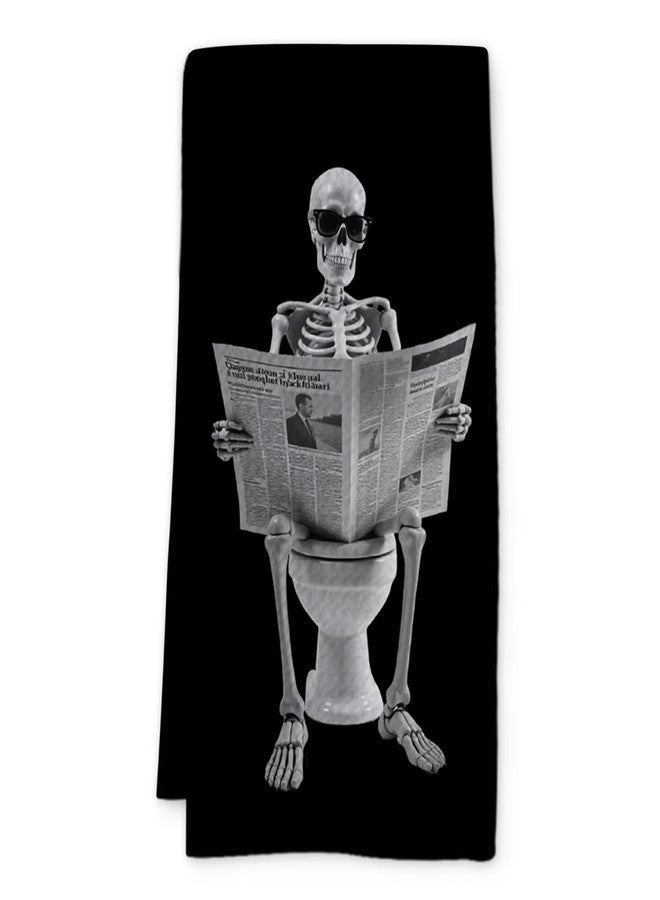 KIDEAR Funny Halloween Skeleton Hand Towel for Bathroom,1 PCS Cute Skull Home Decor for Goth Kitchen Halloween Birthday Gifts,Gifts for Women and Skull Housewarming - D02 - Image 1